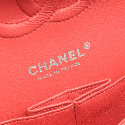 マトラッセ Wフラップ Wチェーンショルダーバッグ キャビアスキン ピンクレッド シルバー金具 シャネル バッグ CHANEL
