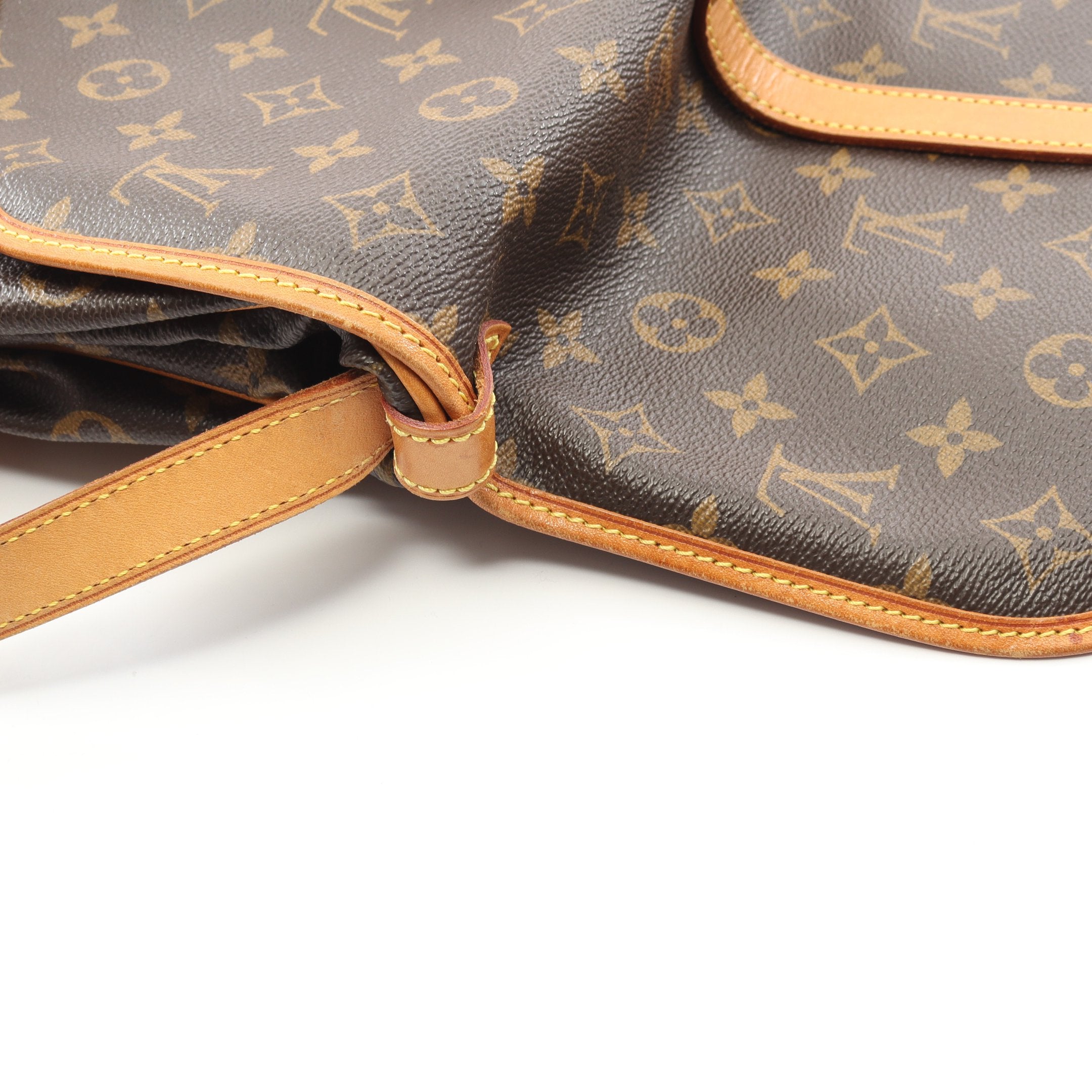 ソミュール30 モノグラム ショルダーバッグ PVC レザー ブラウン ルイ