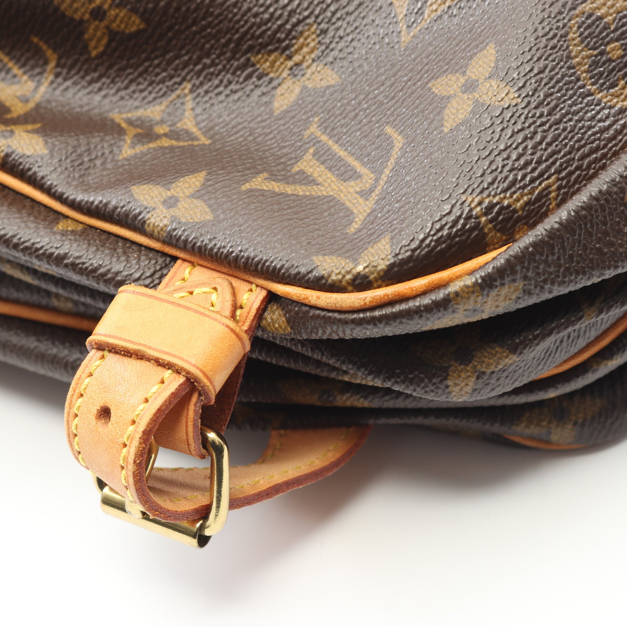 ソミュール30 モノグラム ショルダーバッグ PVC レザー ブラウン ルイ