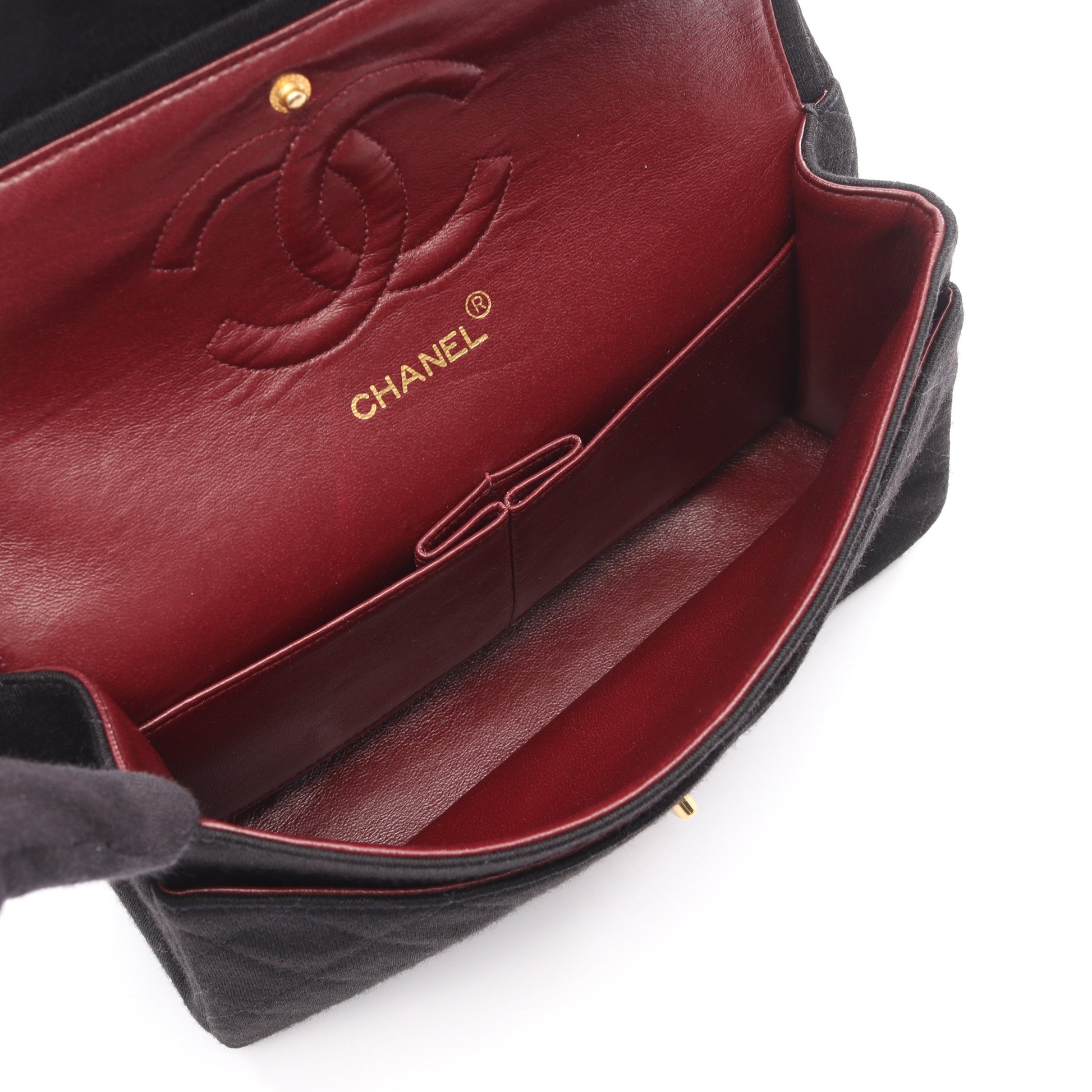 マトラッセ Wフラップ Wチェーンショルダーバッグ コットンジャージー ブラック ゴールド金具 シャネル バッグ CHANEL