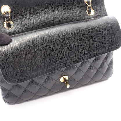 マトラッセ Wフラップ Wチェーンショルダーバッグ キャビアスキン ブラック ゴールド金具 シャネル バッグ CHANEL