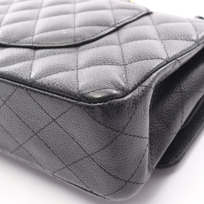 マトラッセ Wフラップ Wチェーンショルダーバッグ キャビアスキン ブラック ゴールド金具 シャネル バッグ CHANEL