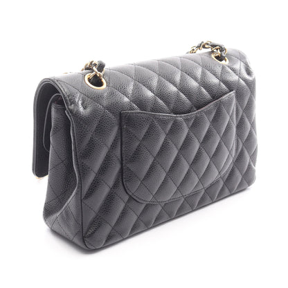マトラッセ Wフラップ Wチェーンショルダーバッグ キャビアスキン ブラック ゴールド金具 シャネル バッグ CHANEL