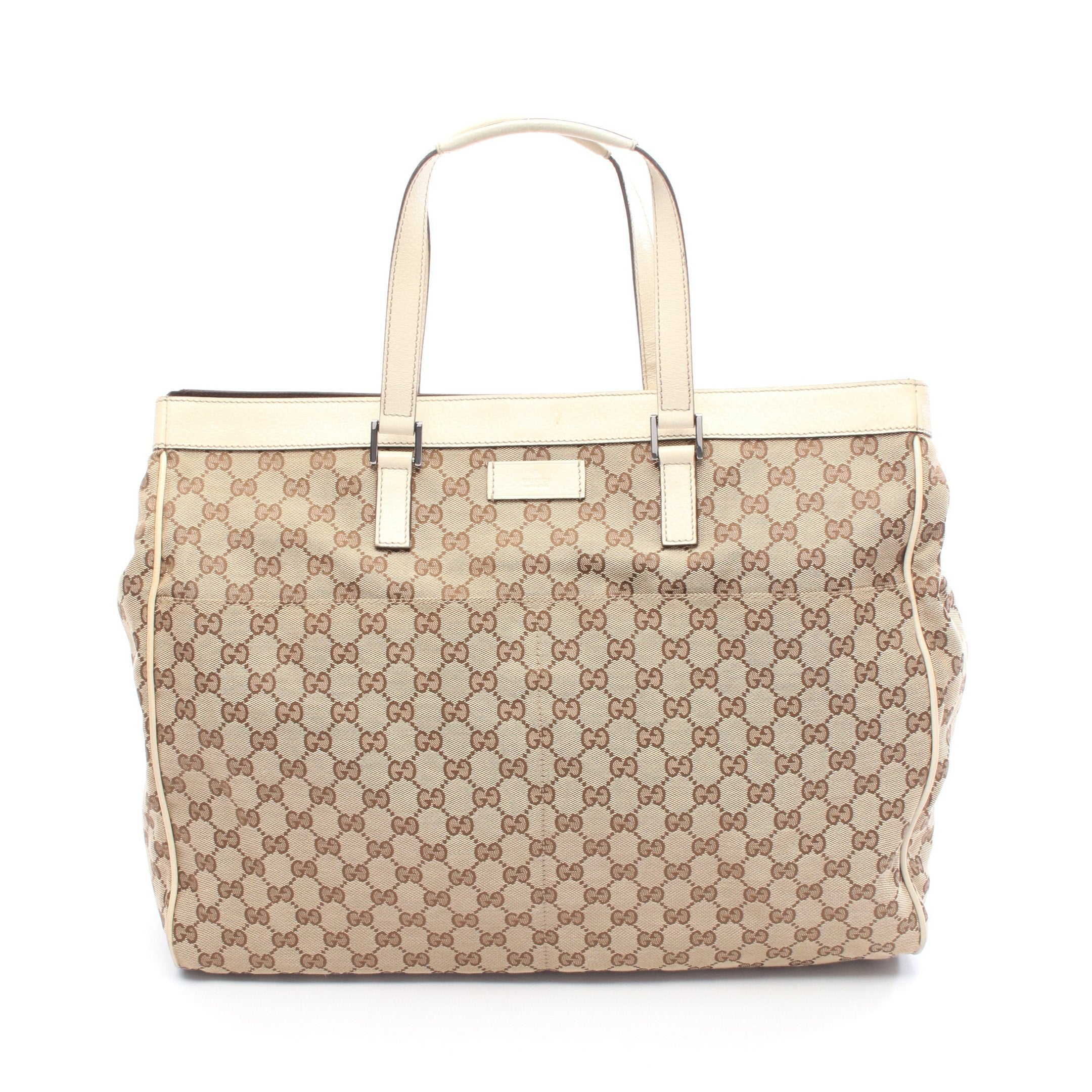 GGキャンバス ハンドバッグ トートバッグ キャンバス レザー ベージュ