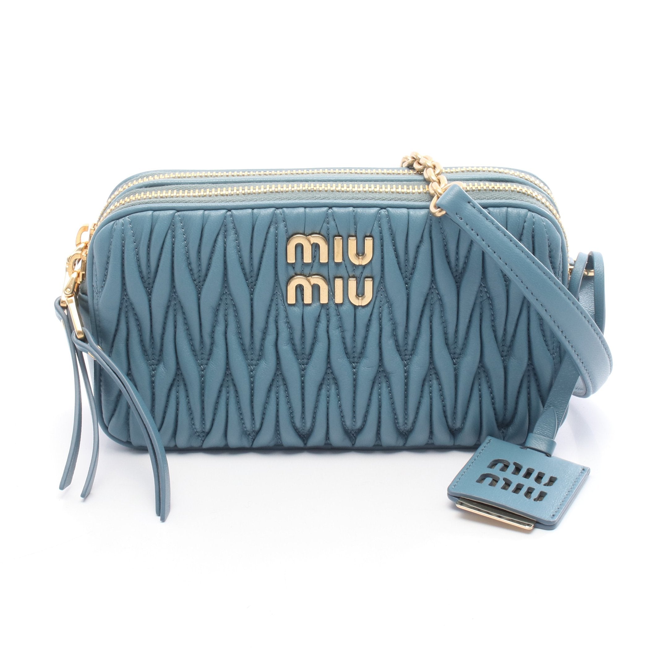 美品☆　MIUMIU　チェーン　ショルダーバッグ　マテラッセ　ミニ　レザー MIU MIU - 美品 MIUMIU ミュウミュウ マテラッセ レザー ロゴ ミニ