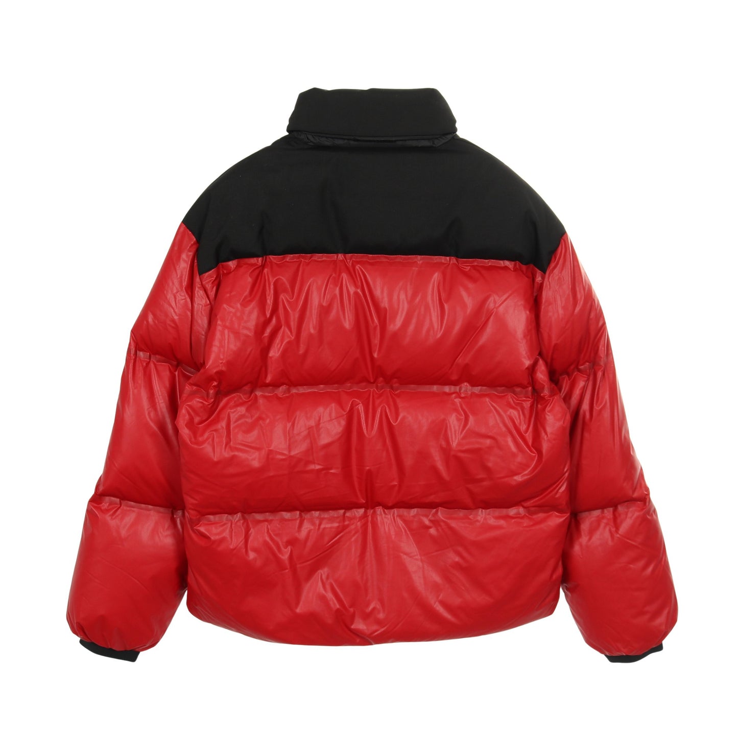 ロゴパッチ ダウンジャケット ナイロン ブラック レッド 切替 フード付き プラダスポーツ リネアロッサ アウター PRADA SPORT LINEA ROSSA