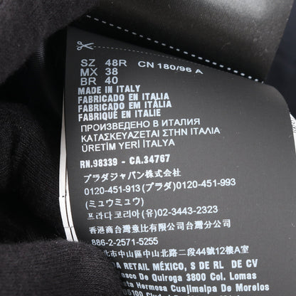 シングルブレスト テーラードジャケット グレンチェック ウール モヘヤ シルク ネイビー プラダ アウター PRADA