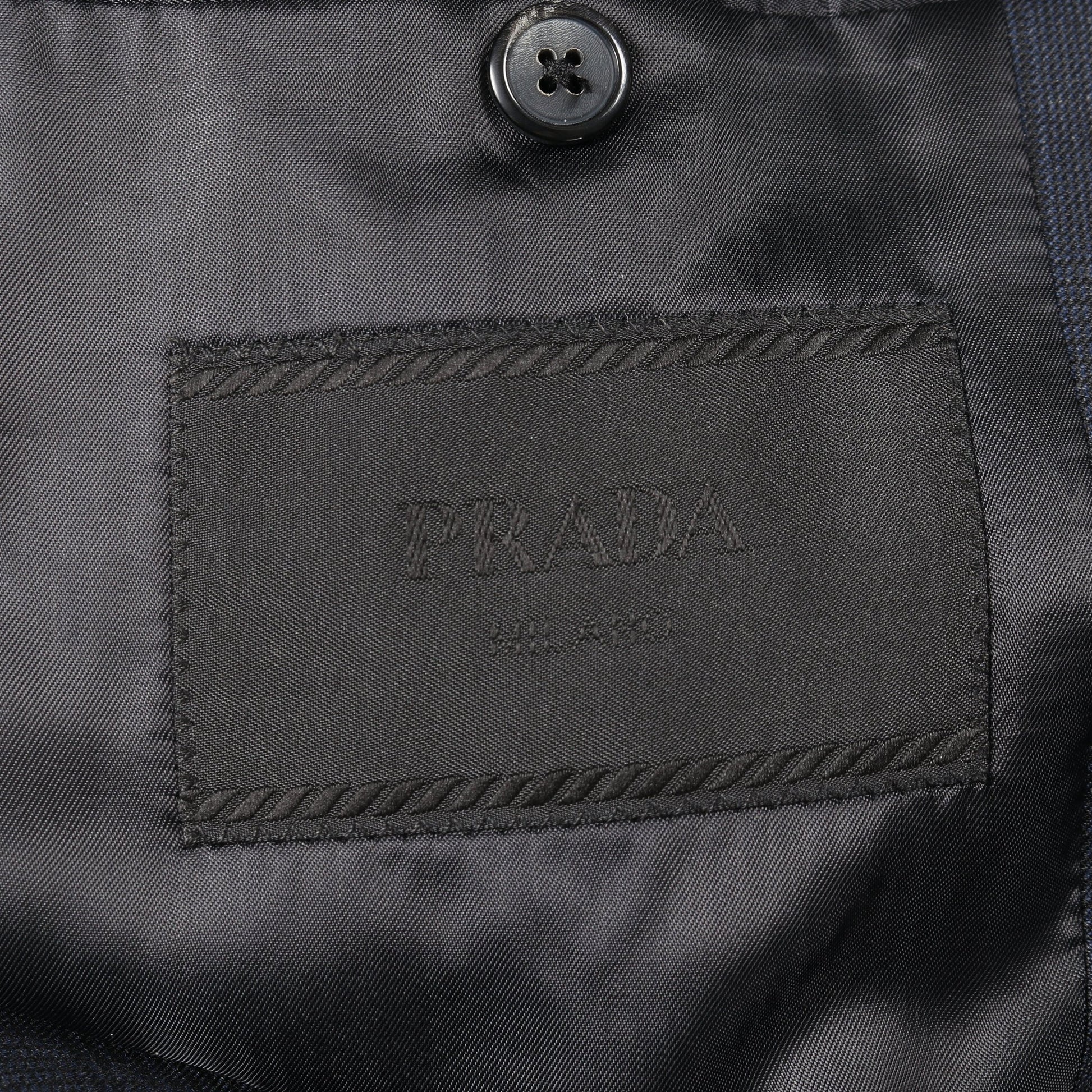 シングルブレスト テーラードジャケット グレンチェック ウール モヘヤ シルク ネイビー プラダ アウター PRADA
