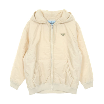 Re-Nylon ライトウェイト フーデッド 中綿ジップアップジャケット ブルゾン ナイロン ベージュ プラダ アウター PRADA