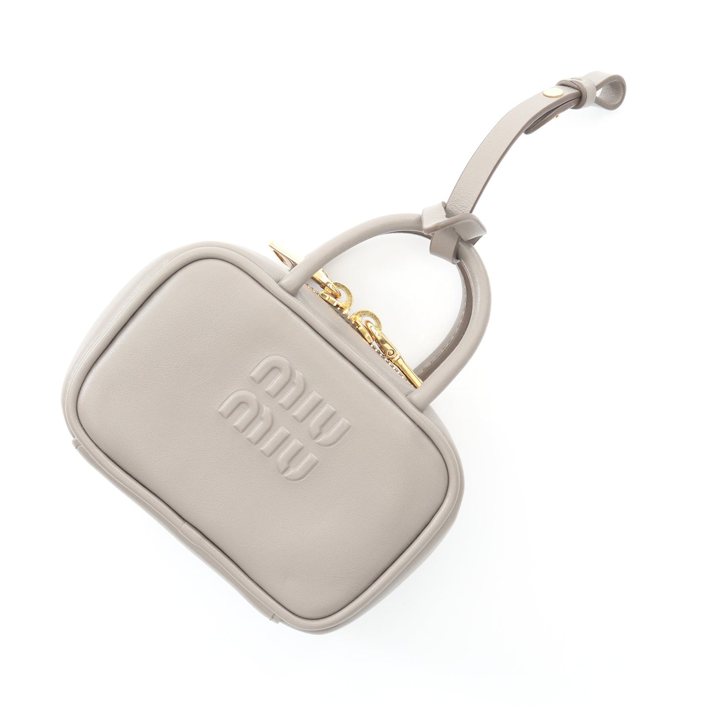 マイクロバッグ バッグチャーム レザー グレー ミュウミュウ 財布・小物 miu miu