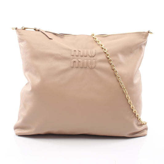 SOFTY チェーンショルダーバッグ チェーントートバッグ レザー ベージュ ミュウミュウ バッグ miu miu