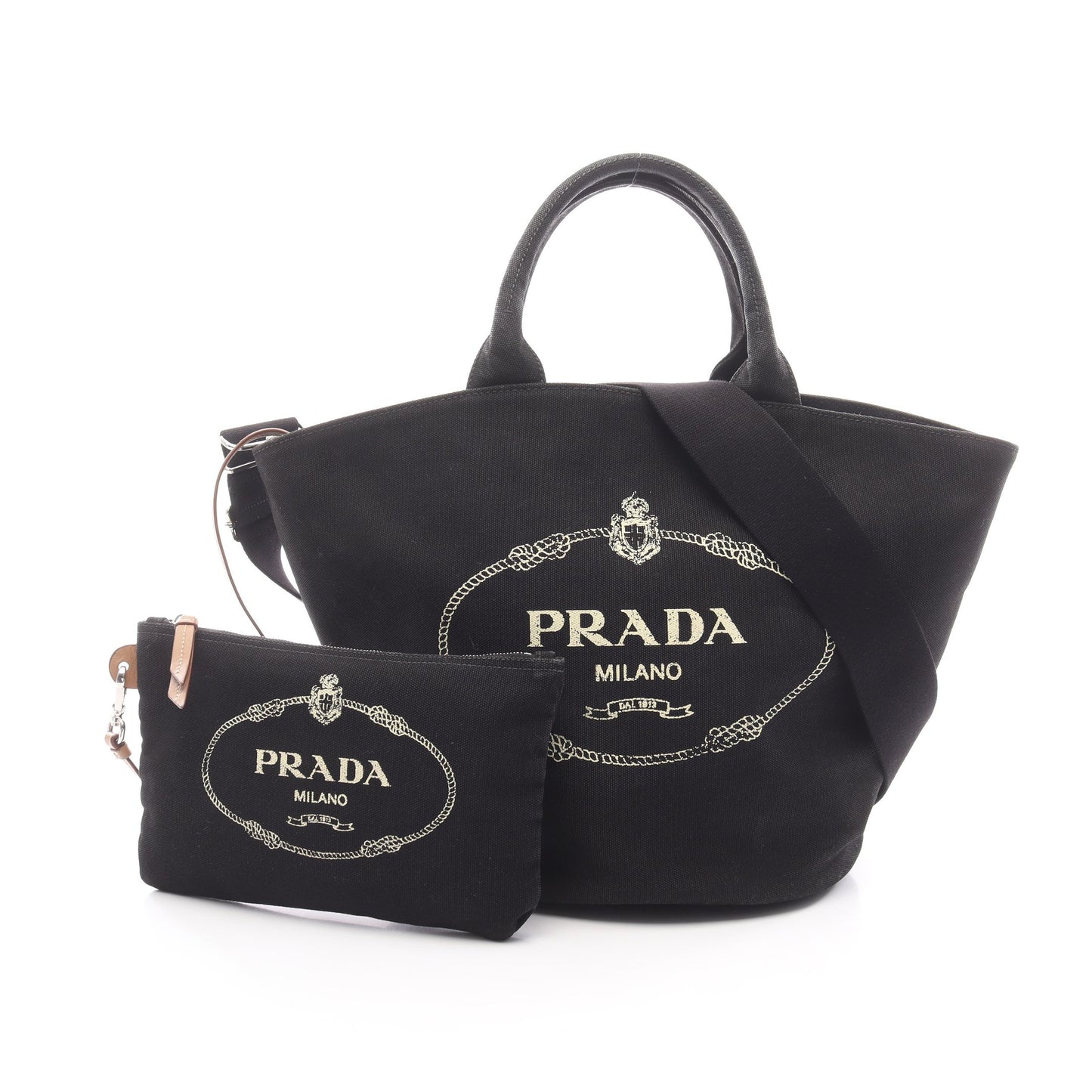 CANAPA カナパ ハンドバッグ キャンバス ブラック 2WAY プラダ バッグ PRADA