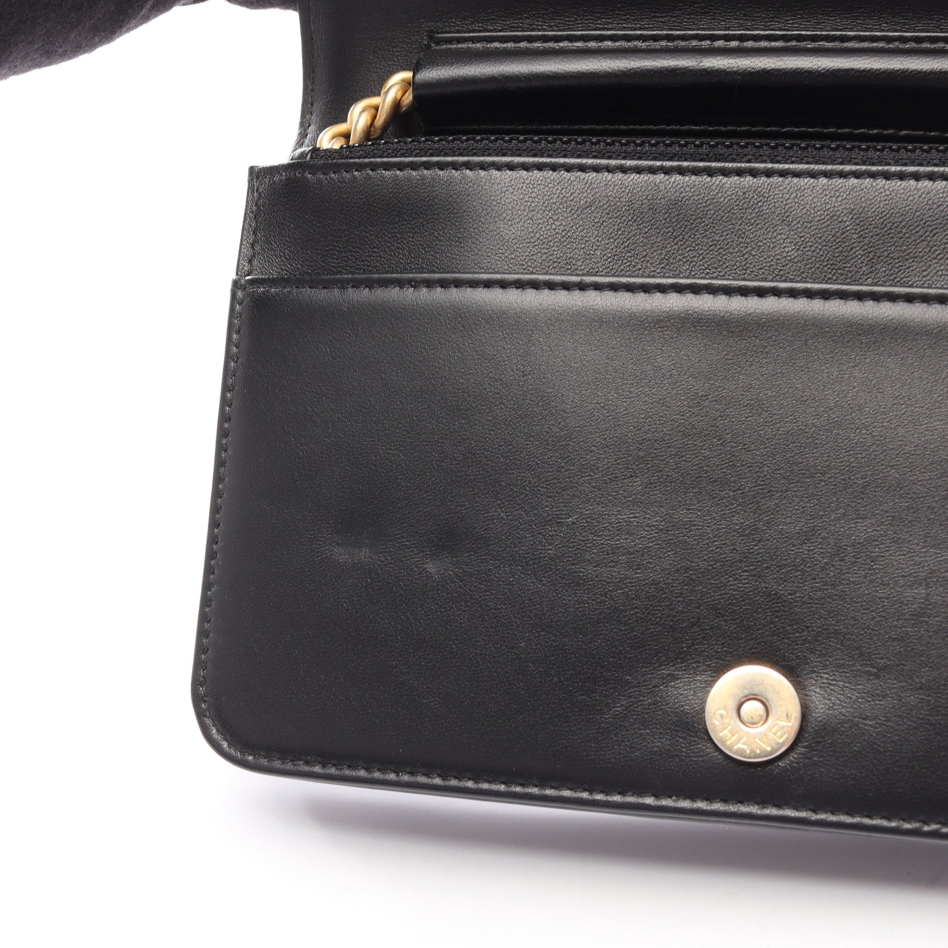 ボーイシャネル マトラッセ チェーンウォレット ラムスキン ブラック ゴールド金具 シャネル バッグ CHANEL