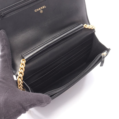 ボーイシャネル マトラッセ チェーンウォレット ラムスキン ブラック ゴールド金具 シャネル バッグ CHANEL
