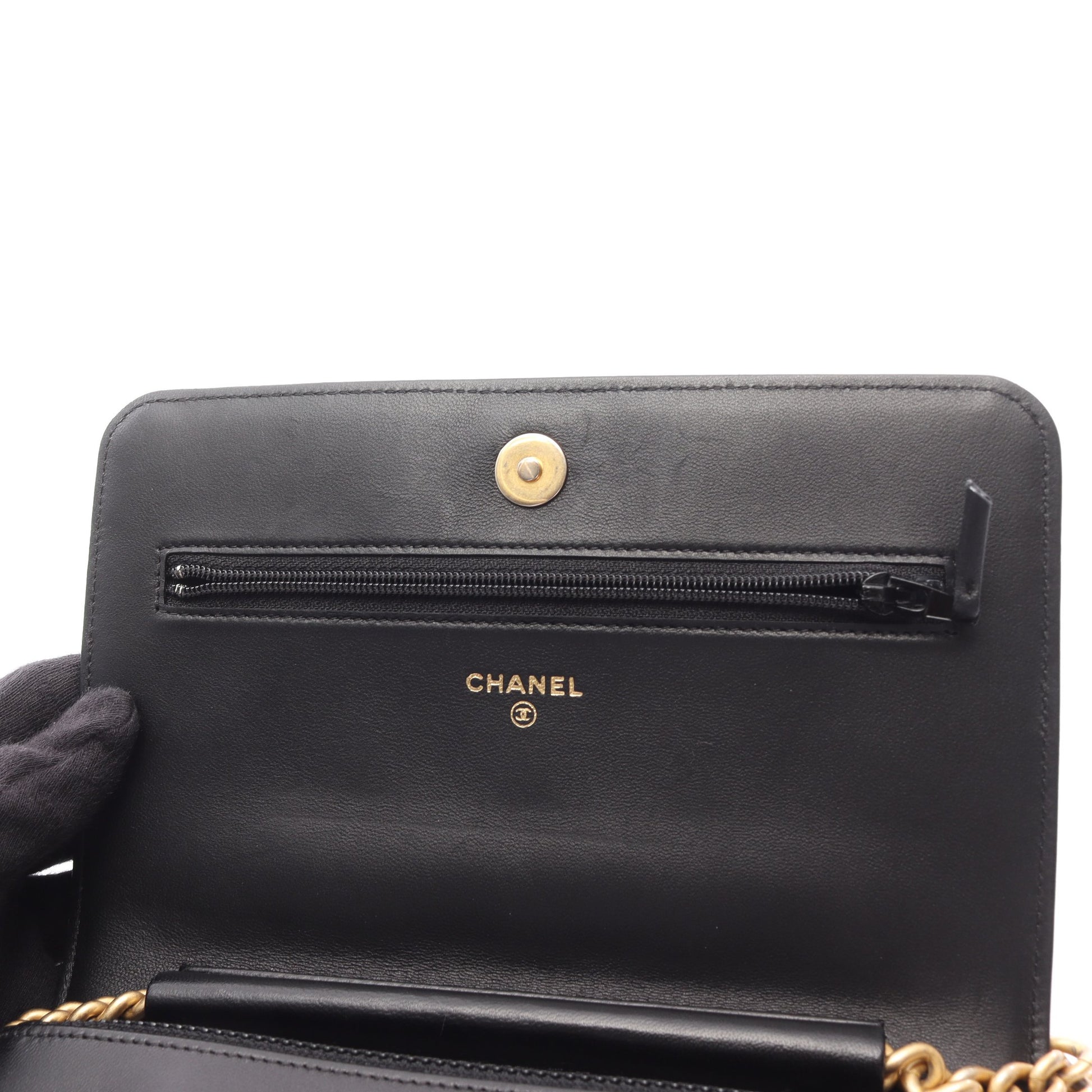 ボーイシャネル マトラッセ チェーンウォレット ラムスキン ブラック ゴールド金具 シャネル バッグ CHANEL