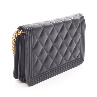 ボーイシャネル マトラッセ チェーンウォレット ラムスキン ブラック ゴールド金具 シャネル バッグ CHANEL