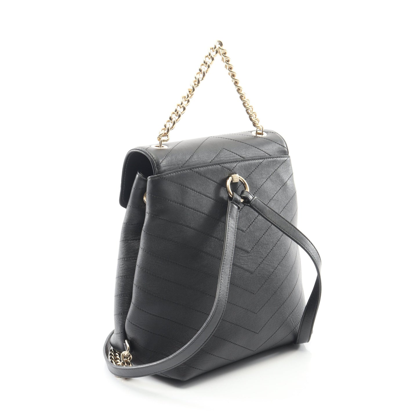 Vステッチ バックパック リュックサック ラムスキン ブラック ゴールド金具 シャネル バッグ CHANEL