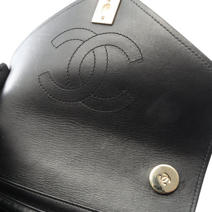 Vステッチ バックパック リュックサック ラムスキン ブラック ゴールド金具 シャネル バッグ CHANEL