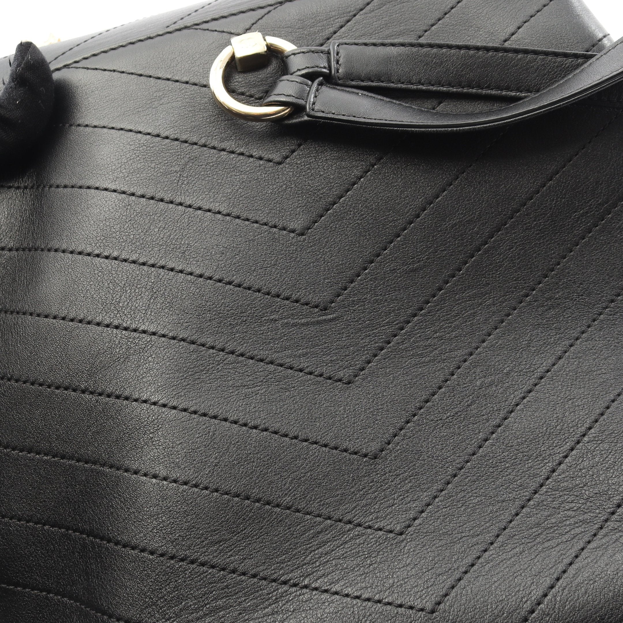 Vステッチ バックパック リュックサック ラムスキン ブラック ゴールド