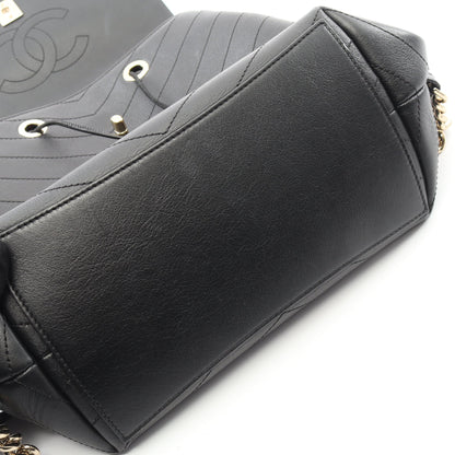 Vステッチ バックパック リュックサック ラムスキン ブラック ゴールド金具 シャネル バッグ CHANEL