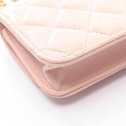 マトラッセ フォンフォルダー チェーンショルダーバッグ ラムスキン ライトピンク ゴールド金具 シャネル バッグ CHANEL