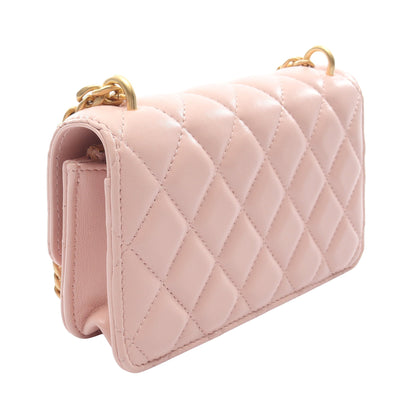 マトラッセ フォンフォルダー チェーンショルダーバッグ ラムスキン ライトピンク ゴールド金具 シャネル バッグ CHANEL