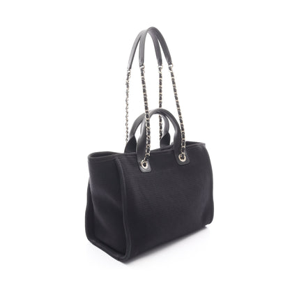 ドーヴィルMM チェーンショルダーバッグ ファブリック レザー ブラック ゴールド金具 2WAY シャネル バッグ CHANEL