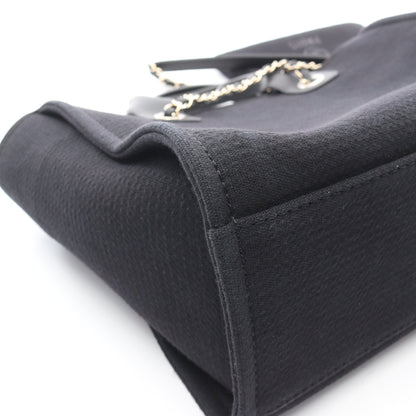 ドーヴィルMM チェーンショルダーバッグ ファブリック レザー ブラック ゴールド金具 2WAY シャネル バッグ CHANEL