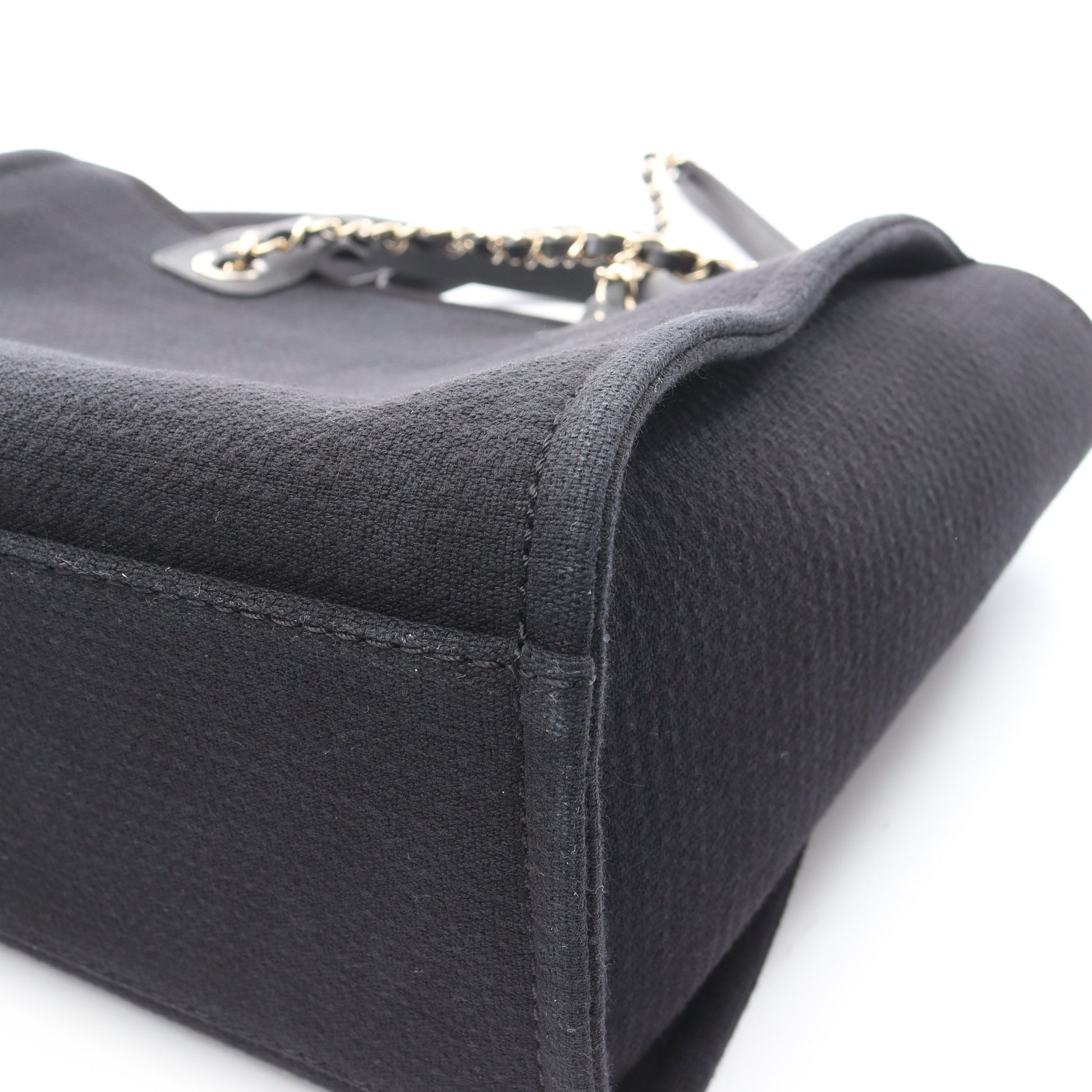 ドーヴィルMM チェーンショルダーバッグ ファブリック レザー ブラック ゴールド金具 2WAY シャネル バッグ CHANEL