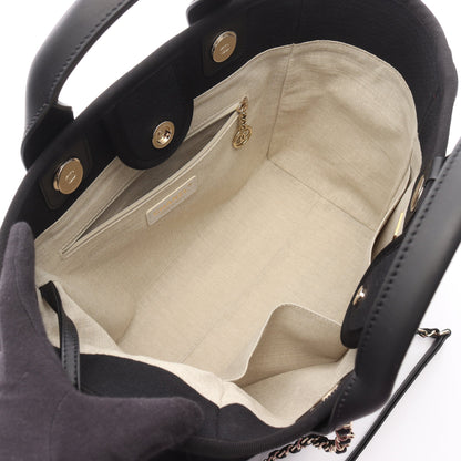 ドーヴィルMM チェーンショルダーバッグ ファブリック レザー ブラック ゴールド金具 2WAY シャネル バッグ CHANEL