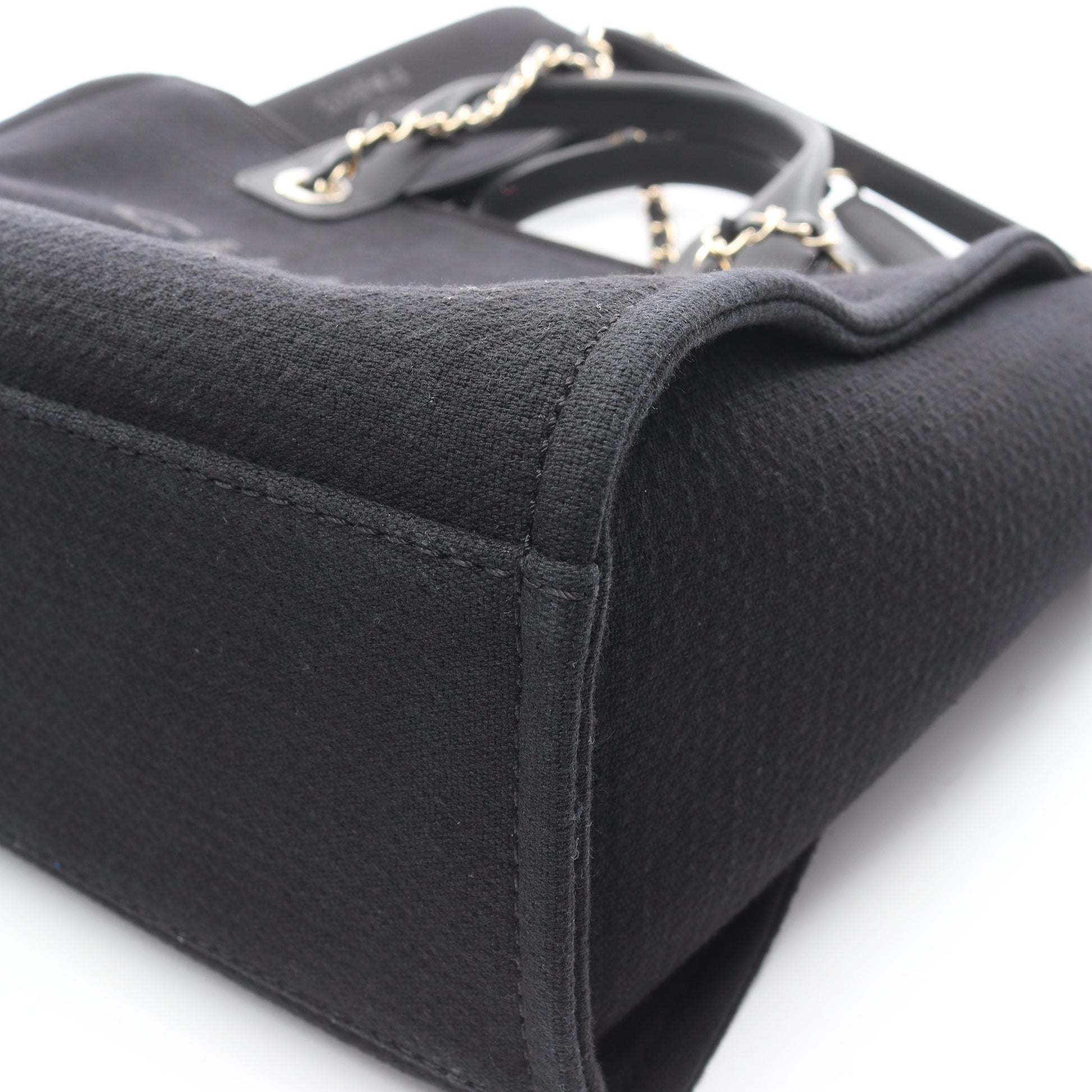 ドーヴィルMM チェーンショルダーバッグ ファブリック レザー ブラック ゴールド金具 2WAY シャネル バッグ CHANEL