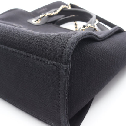 ドーヴィルMM チェーンショルダーバッグ ファブリック レザー ブラック ゴールド金具 2WAY シャネル バッグ CHANEL