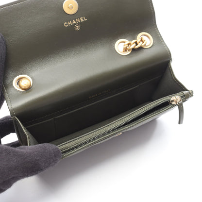 マトラッセ フォン ポーチ チェーンショルダーバッグ ラムスキン カーキグリーン ゴールド金具 シャネル バッグ CHANEL