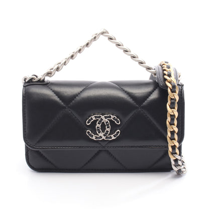 CHANEL19 チェーンショルダーバッグ レザー ブラック コンビ金具 シャネル バッグ CHANEL