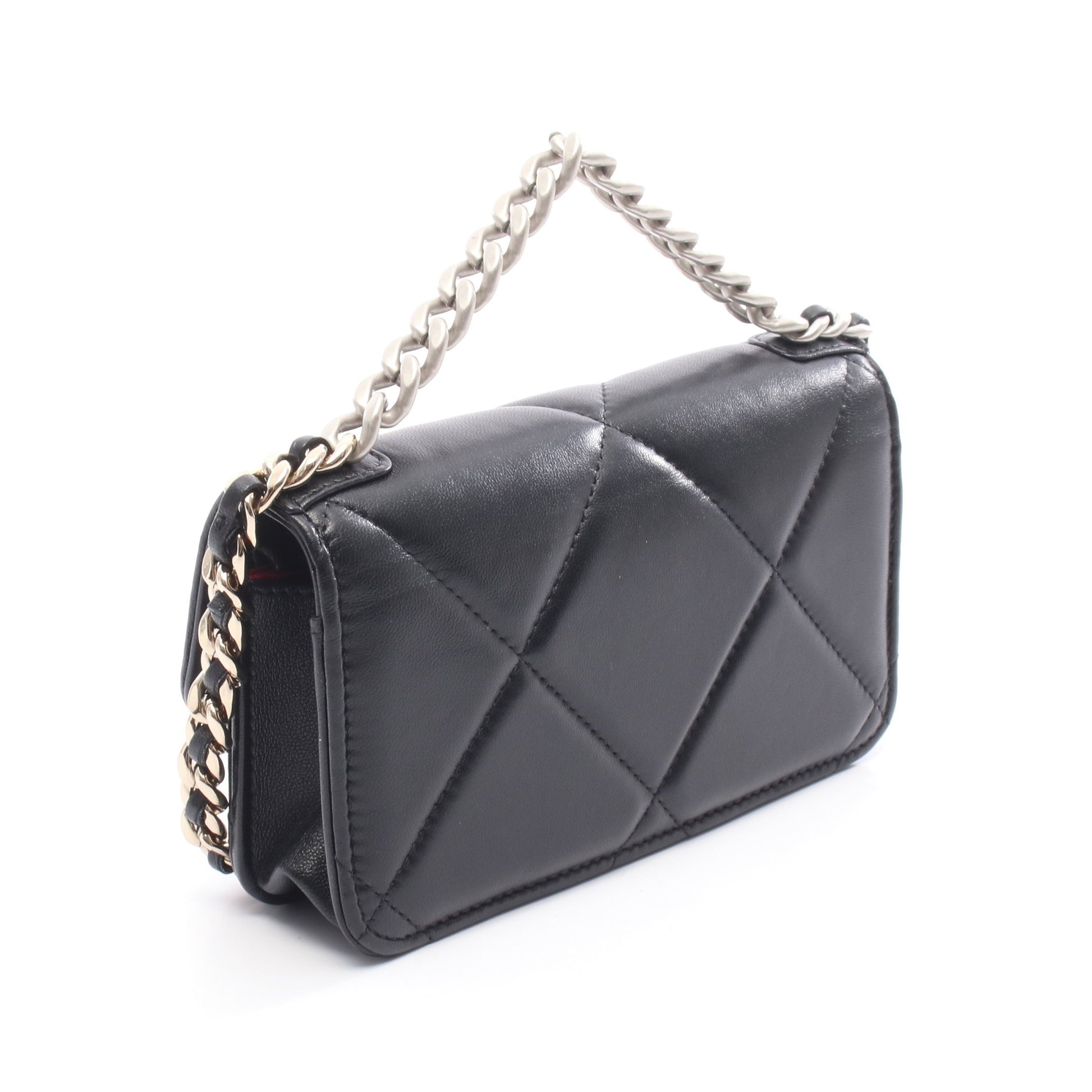 CHANEL19 チェーンショルダーバッグ レザー ブラック コンビ金具 シャネル バッグ CHANEL