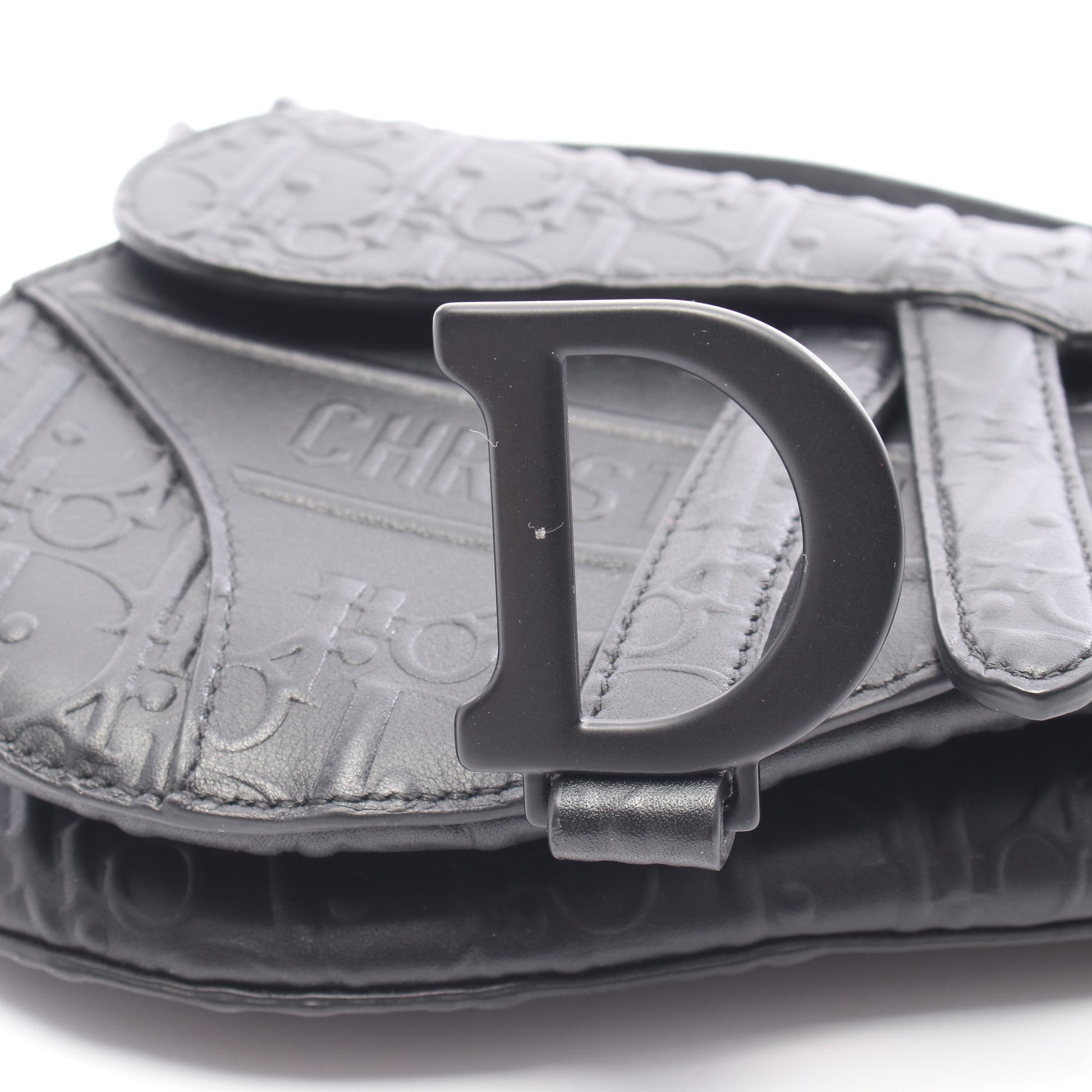 サドルバッグ ミニ オブリークエンボス ハンドバッグ レザー ブラック クリスチャンディオール バッグ Christian Dior