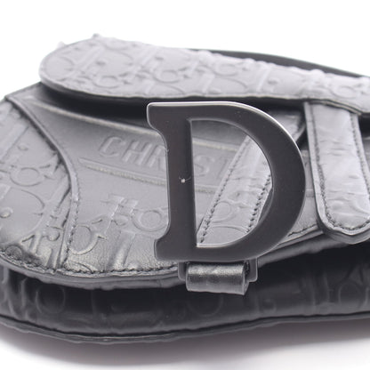 サドルバッグ ミニ オブリークエンボス ハンドバッグ レザー ブラック クリスチャンディオール バッグ Christian Dior