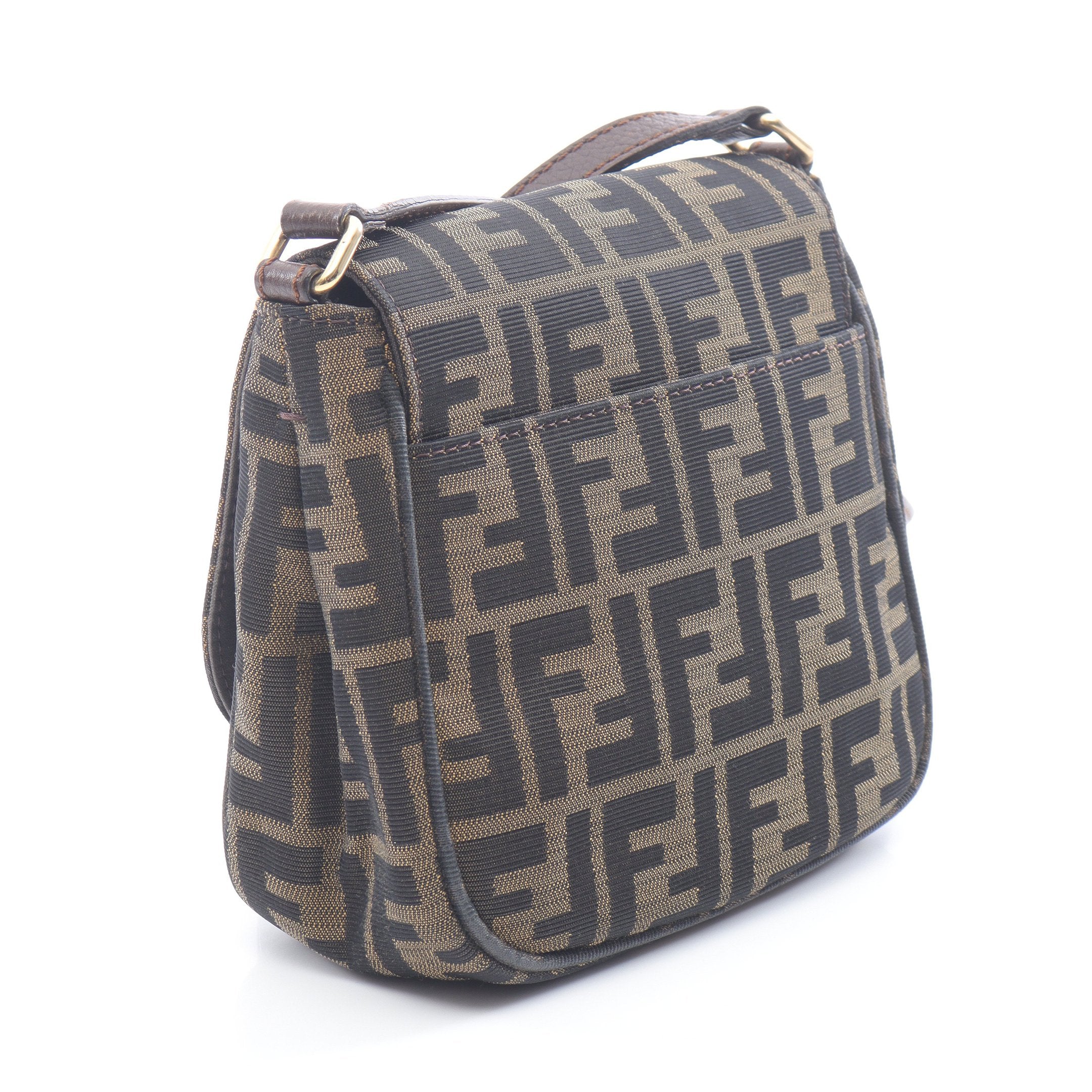 ズッカ ショルダーバッグ キャンバス レザー ブラウン ダークブラウン