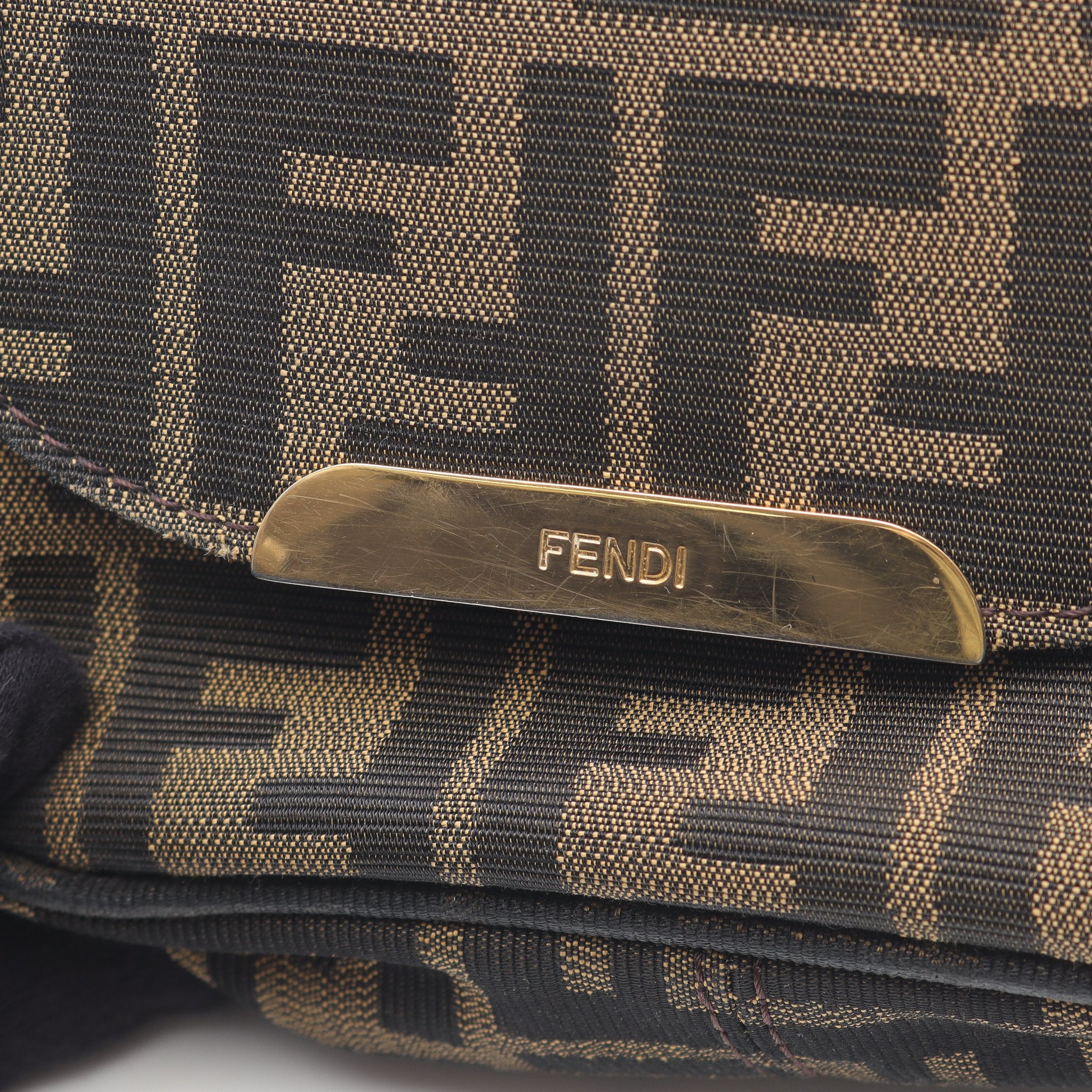 ズッカ ショルダーバッグ キャンバス レザー ブラウン ダークブラウン