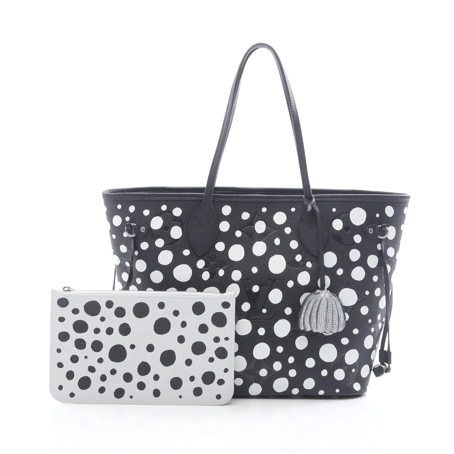 LOUIS VUITTON × yayoi kusama ネヴァーフルMM モノグラムアンプラント インフィニティドット ショルダーバッグ トートバッグ レザー ブラック ホワイト ルイヴィトン バッグ LOUIS VUITTON