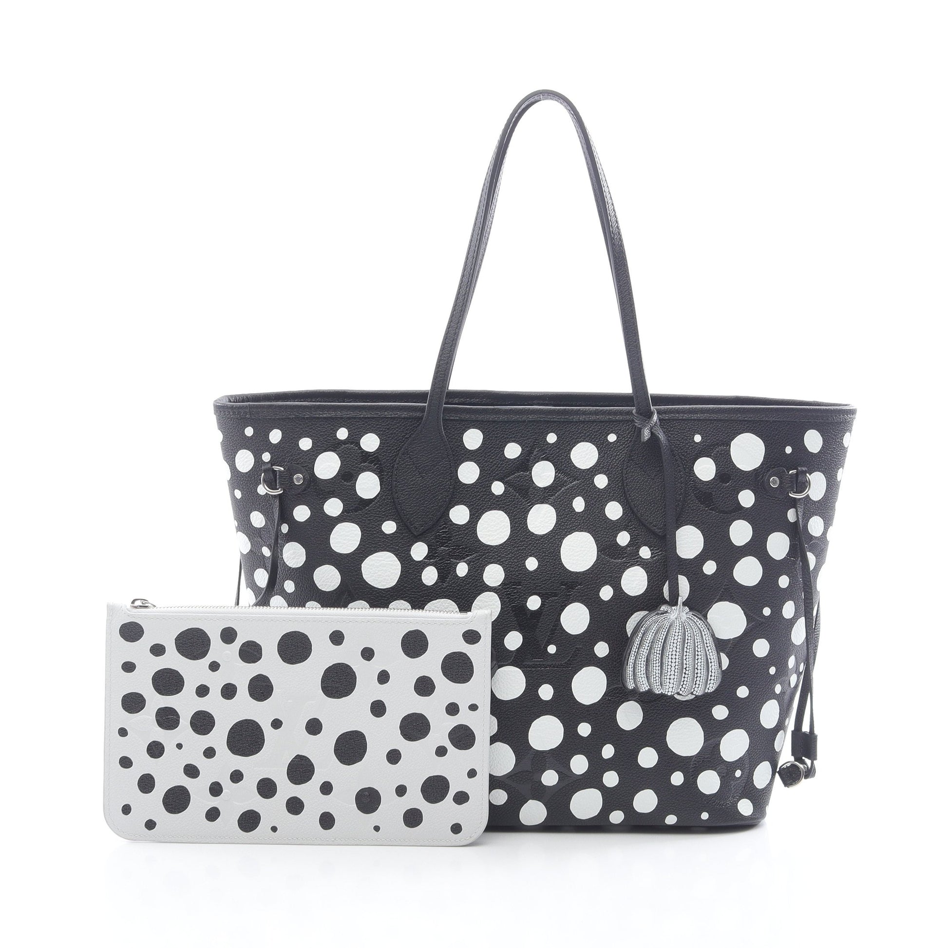LOUIS VUITTON × yayoi kusama ネヴァーフルMM モノグラムアンプラント インフィニティドット ショルダーバッグ トートバッグ レザー ブラック ホワイト ルイヴィトン バッグ LOUIS VUITTON