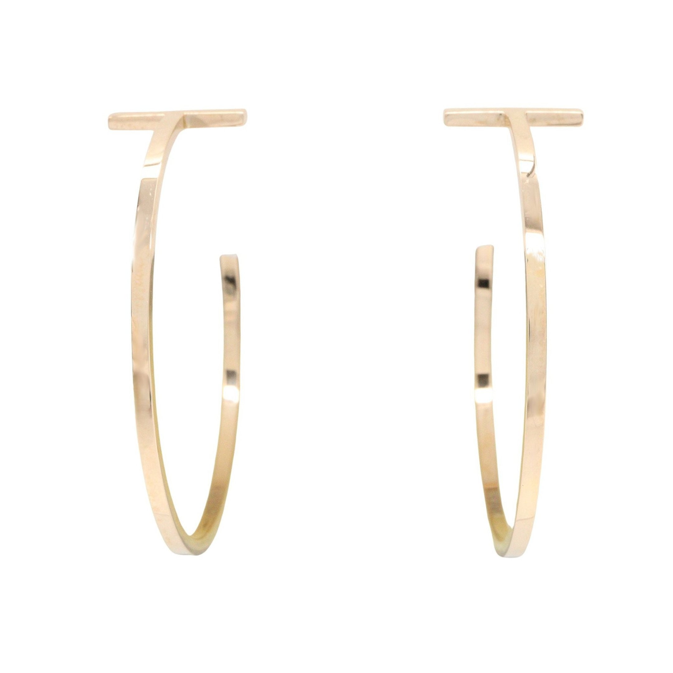 Tワイヤー フープ ピアス ラージ ピアス K18PG ピンクゴールド