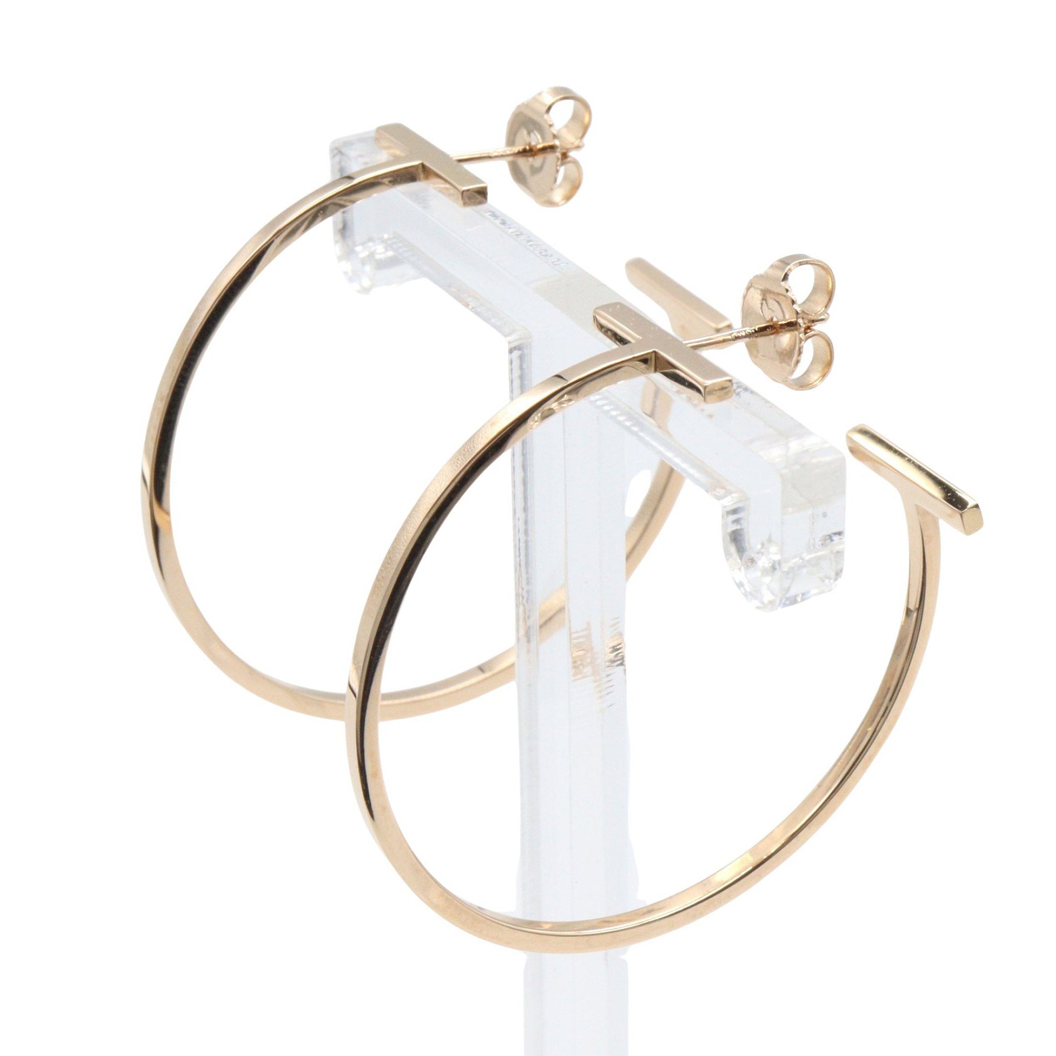 Tワイヤー フープ ピアス ラージ ピアス K18PG ピンクゴールド