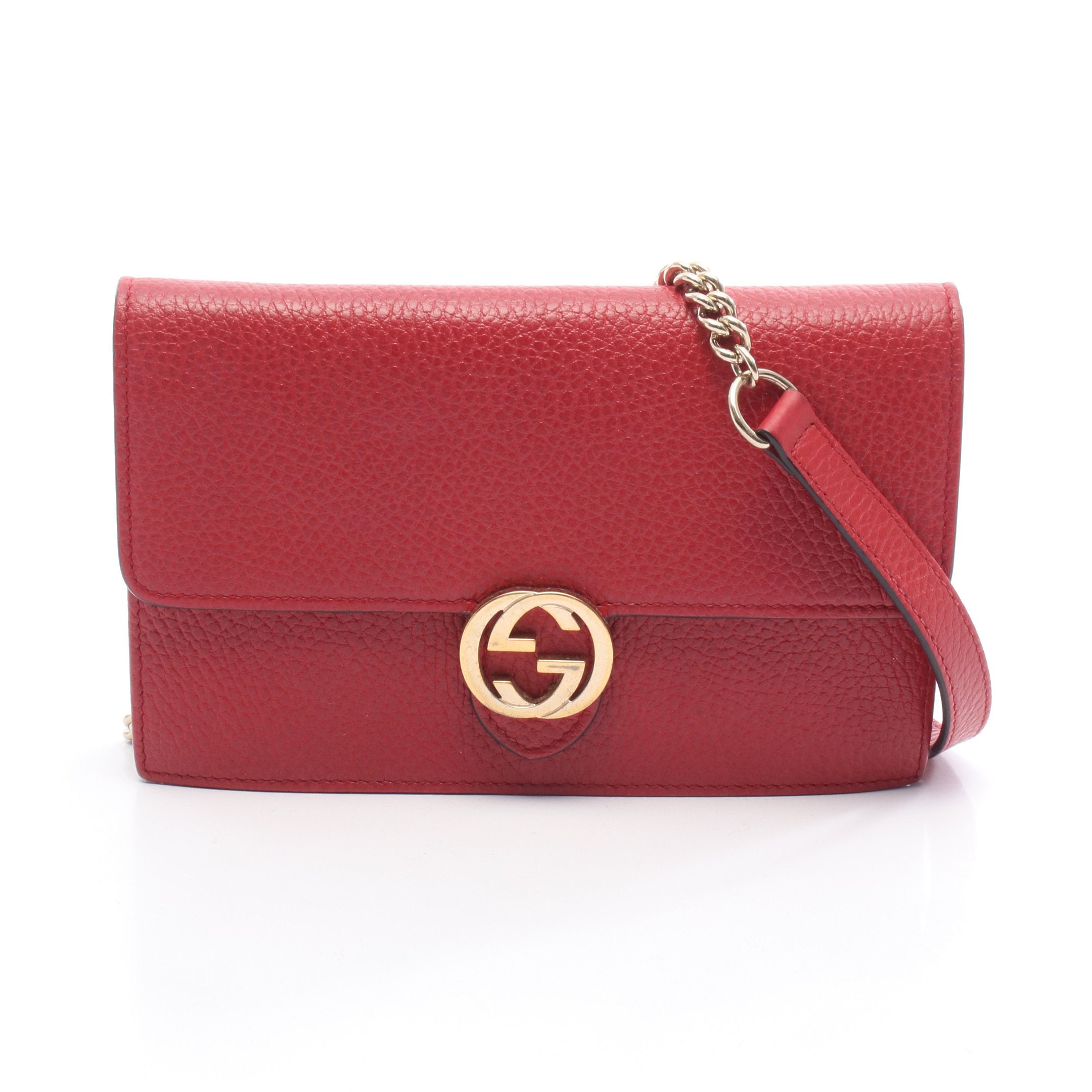 GUCCI コンパクトウォレット グッチ インターロッキング レッド GUCCI（グッチ） 財布 レディース ブランド 二つ折り財布 インター