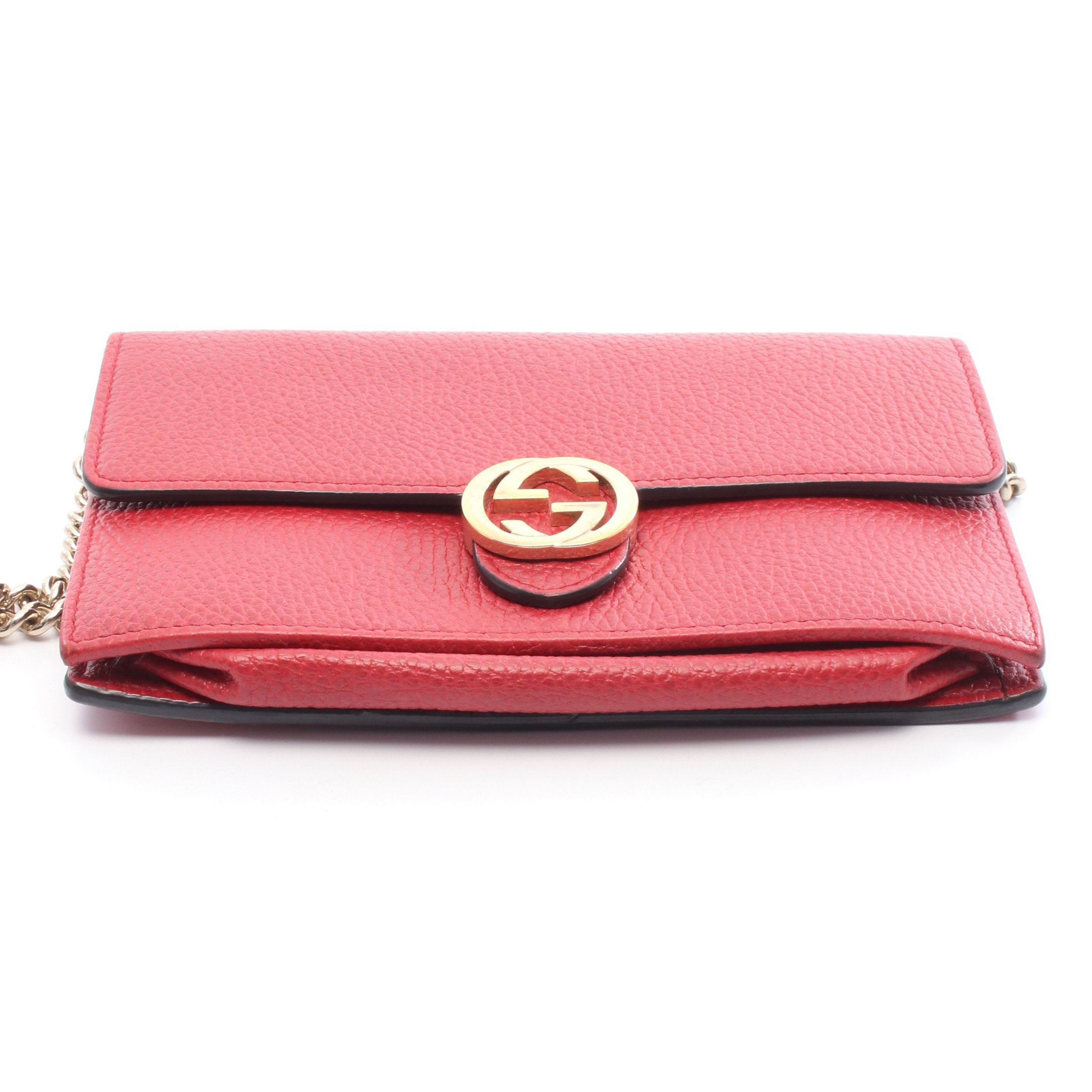 インターロッキングG チェーンウォレット レザー レッド グッチ – RECLO