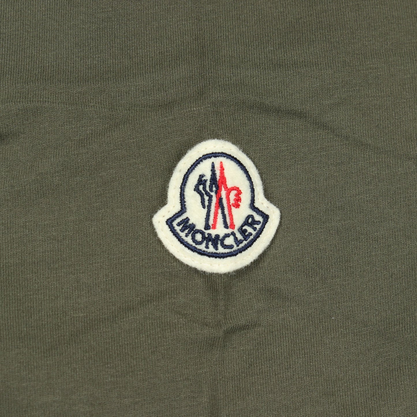 半袖Tシャツ クルーネック ロゴ刺繍 コットン カーキグリーン モンクレール トップス MONCLER