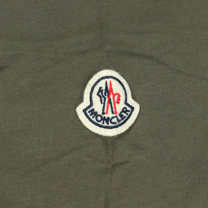 半袖Tシャツ クルーネック ロゴ刺繍 コットン カーキグリーン モンクレール トップス MONCLER