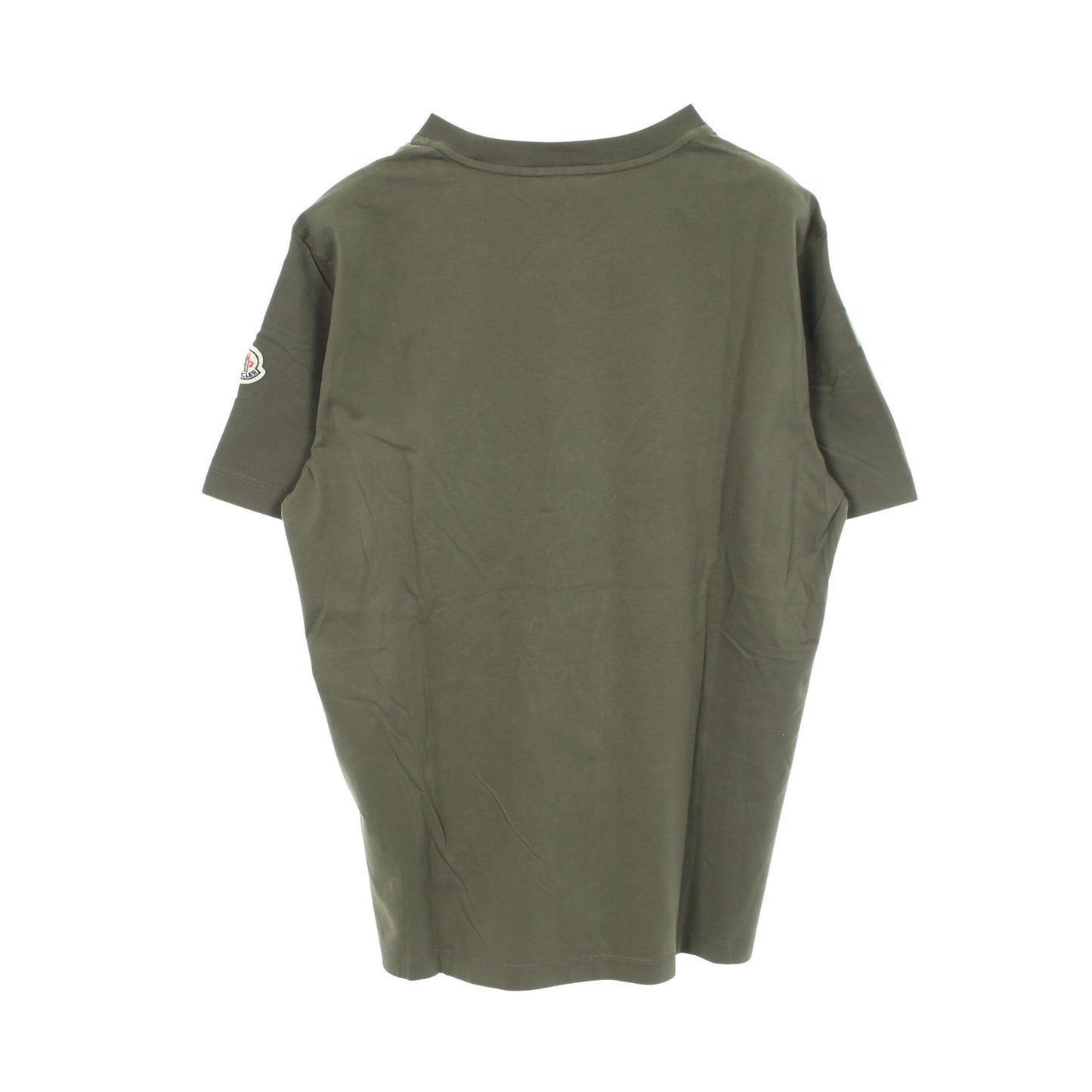 半袖Tシャツ クルーネック ロゴ刺繍 コットン カーキグリーン モンクレール トップス MONCLER