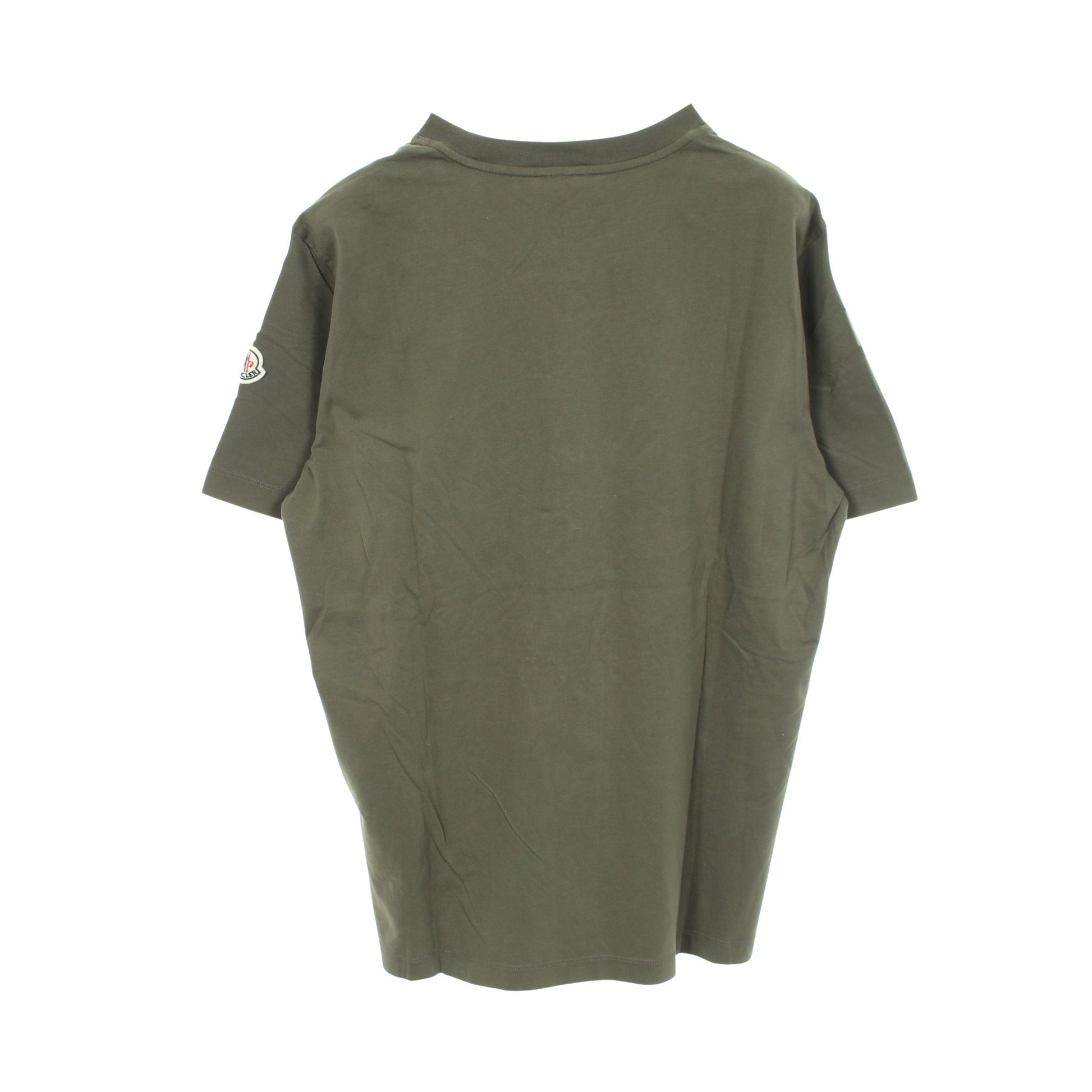半袖Tシャツ クルーネック ロゴ刺繍 コットン カーキグリーン モンクレール トップス MONCLER
