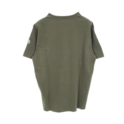 半袖Tシャツ クルーネック ロゴ刺繍 コットン カーキグリーン モンクレール トップス MONCLER